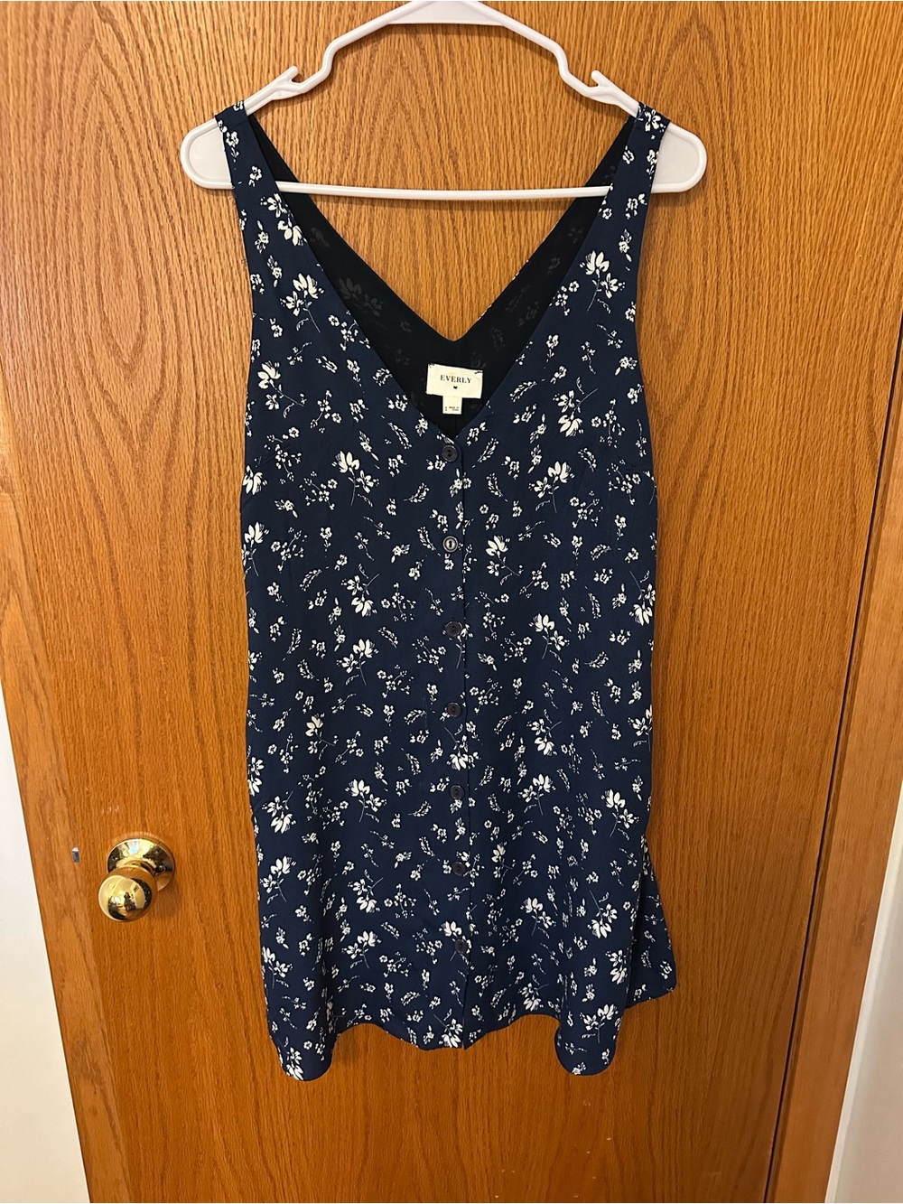 Everly Navy Floral Button-Front Dress